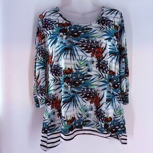Mirror Image Women's 3/4 Sleeve Top Medium Multicolor & Black Stripes